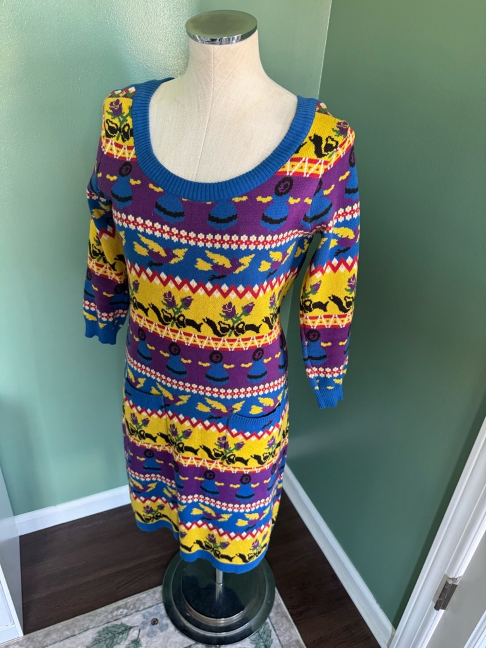 Vintage Betsey Johnson Punk Reissue Fair Isle Knit Dress